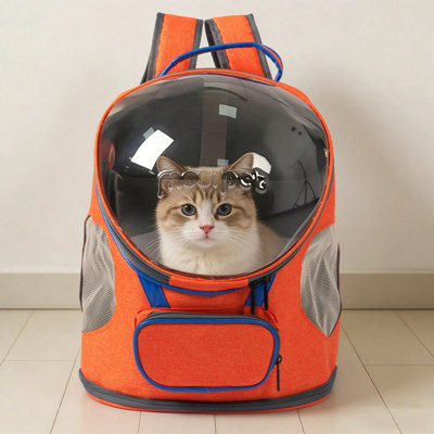 Foldable Transparent Cat & Dog Backpack Carrier – Breathable, Portable Travel Bag With Zipper