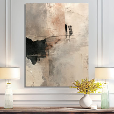 Black And Grey Brushstroke Abstract Painting - Abstract Collages Canvas Print Wall Art, Black Contemporary Wall Decor