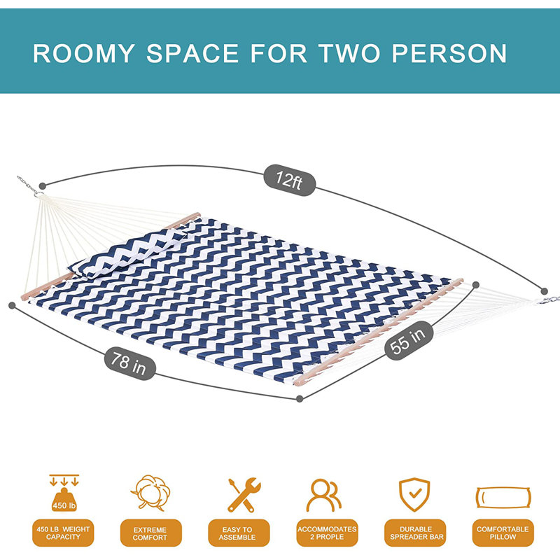 Hamac à barre d'écartement double, Chevron bleu