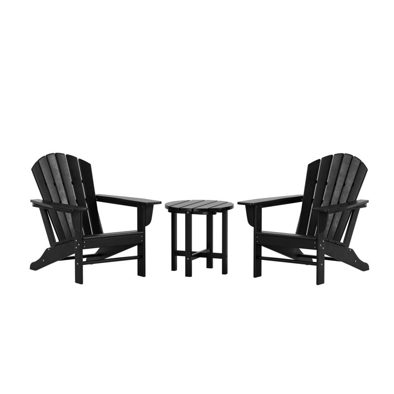 Chaise Adirondack en plastique avec table Altura, Noir