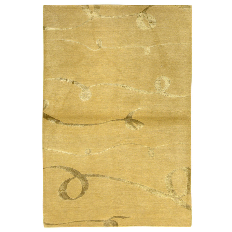 Hand Knotted Area Rug in Gold