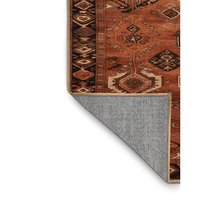 Tapis brun lavable à la machine, Rond 4 pi