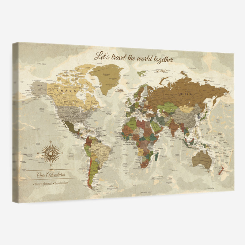 «Travel Together I Push Pin World Map», H 16 po x l 24 po