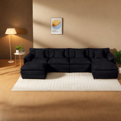 Canapés modulaires spacieux, tissu chenille, ensemble de salon moderne en forme de U