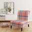 Fauteuil de chambre tapissier à motif crème et rose à carreaux tartan