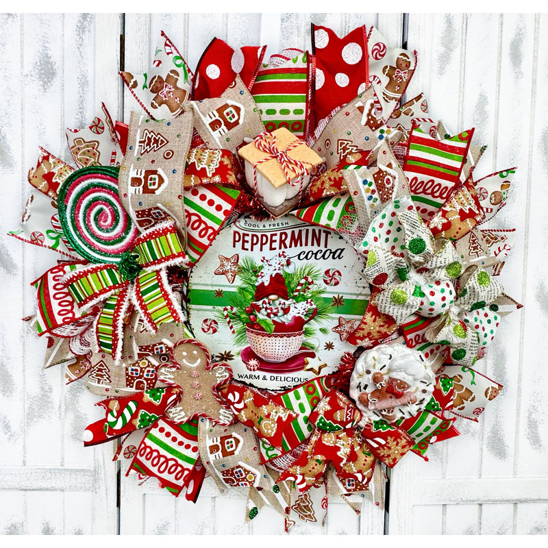 Couronne de Noël menthe poivrée cacao gnome 