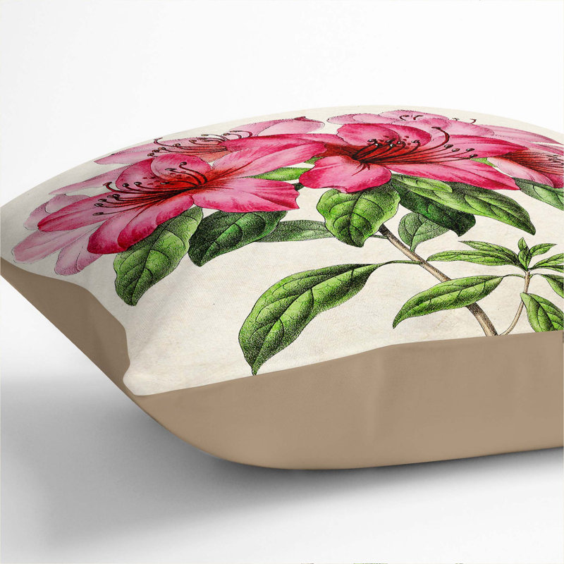 Floral Square Throw Cushion, 55cm H x 55cm W x 20cm D, Stone