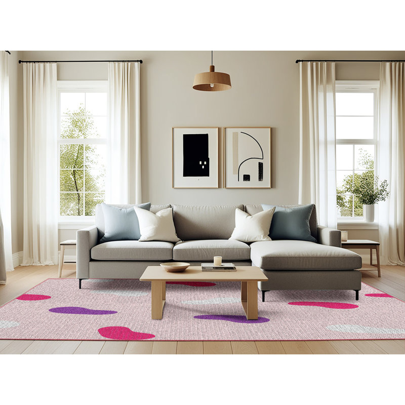 Tapis rose tissé à la machine, Rectangle 6 pi x 9 pi