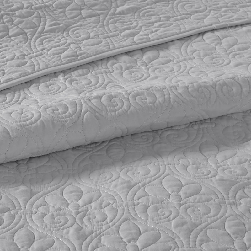 Gray Twin Reversible Microfiber Coverlet Set
