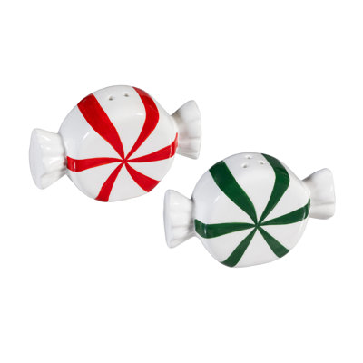 Ensemble salière et poivrière en céramique bonbon à la menthe poivrée