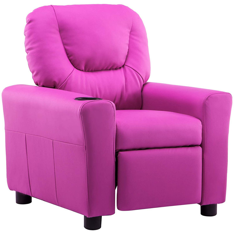 Crooms Kids Recliner Chair with Cup Holder, Pink