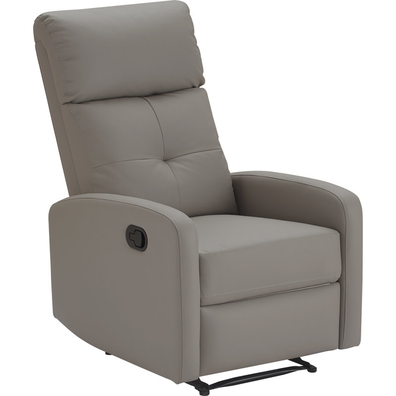 ClickDecor Henderson Leather Recliner Chair, Gray Faux Leather
