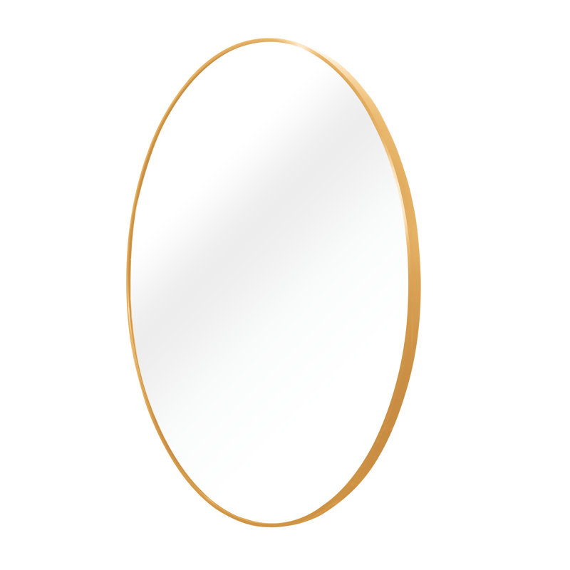 Miroir mural rond de 24 po avec cadre en métal pour salle de bain - Verre, aluminium rouillé brossé, crochets et vis, installation simplifiée, quincaillerie renforcée en alliage d'aluminium de 4 mm de hauteur, film incassable ajouté