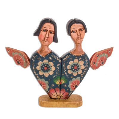 Figurine angélique et bois