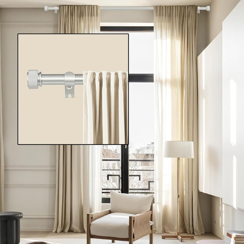 Ensemble de tringle à rideaux simple ajustable de 5/8 po de diamètre avec faiteaux Maniglia,, 48", Étain
