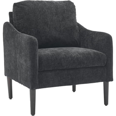 Modern Side Chair, Chenille Fabric Curved Armchair, Comfy Cloud Accent Single Sofa Chair for Bedroom, Living Room, Office and Waiting Room