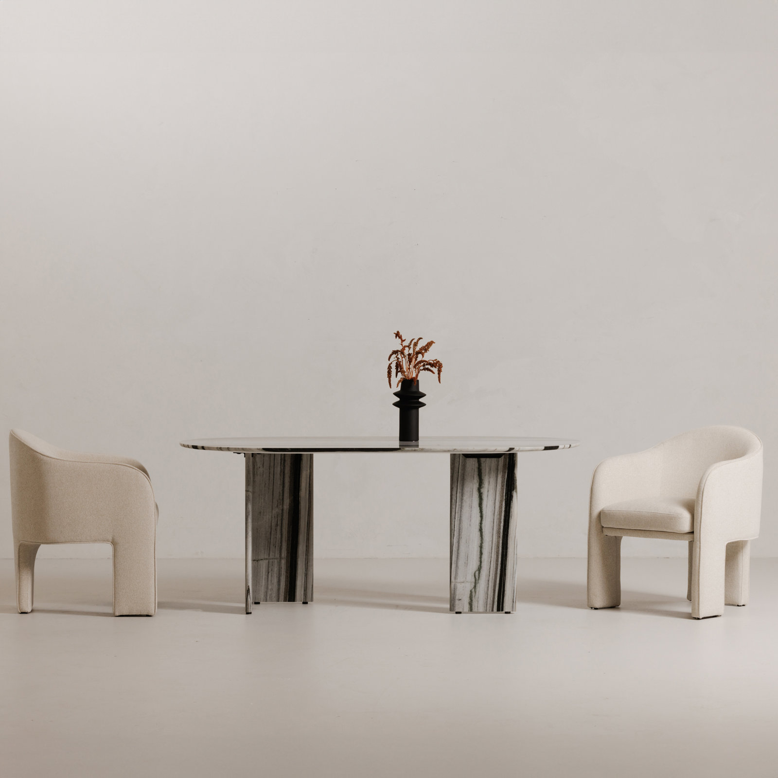 Arian 72'' Oval Marble Dining Table, Panda