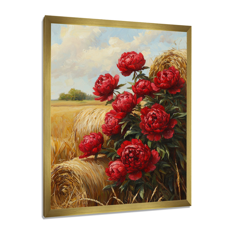 Drever - Art mural floral, H 20 po x l 12 po, Reproduction encadrée d'une seule photo, Doré