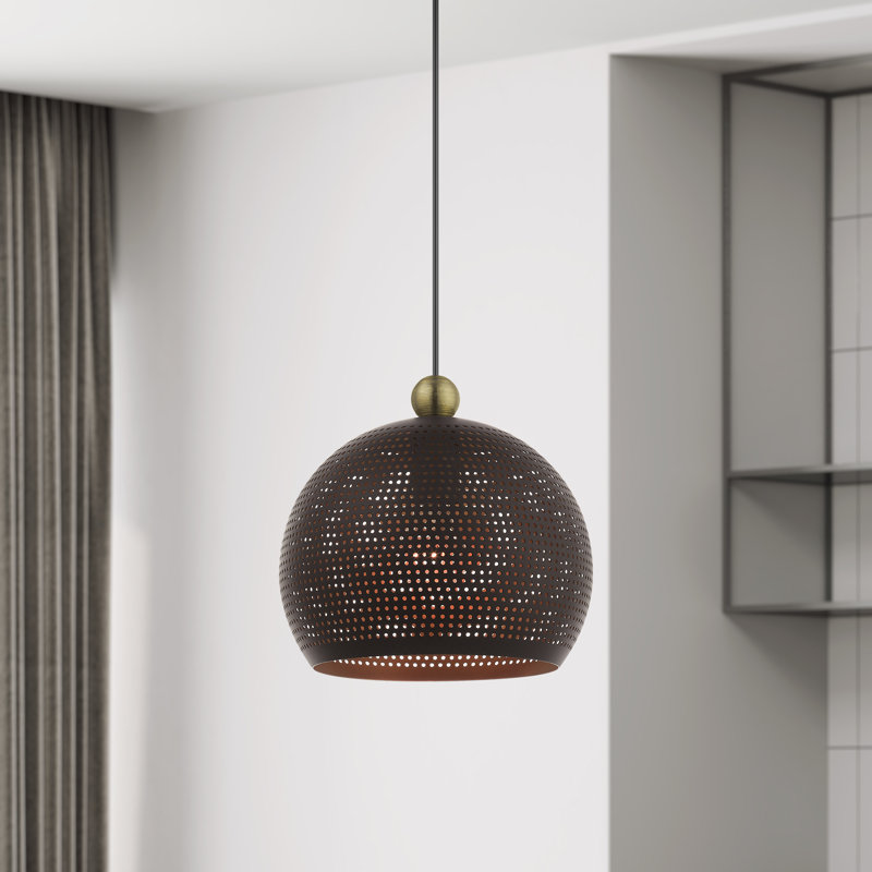 Luminaire suspendu en forme de dôme à 1 lumière Bion, Bronze
