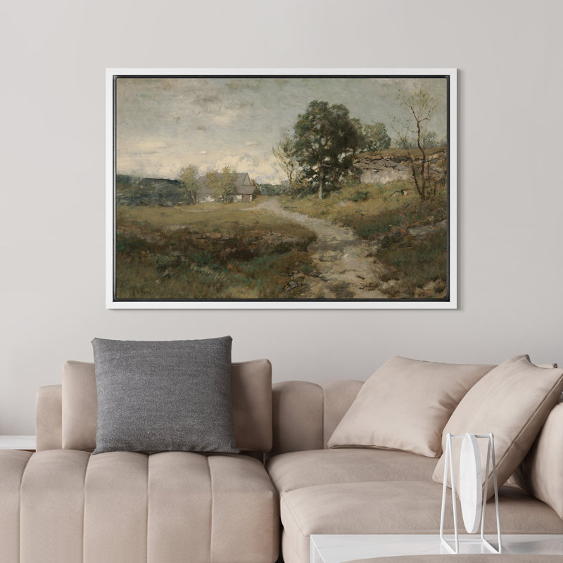 «Rustic Countryside», campagne de campagne, H 24 po x l 36 po, Cadre flottant blanc