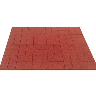 Pavé de jardin en caoutchouc double face en rouge - ensemble de 6