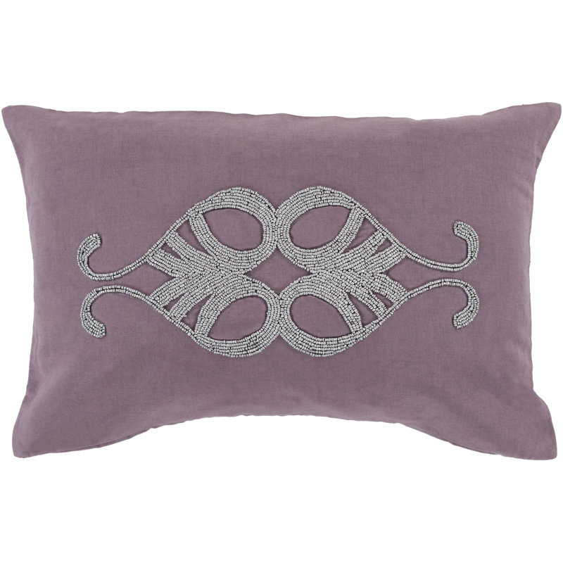  Beaded Lumbar Pillow, Eggplant, Polyester