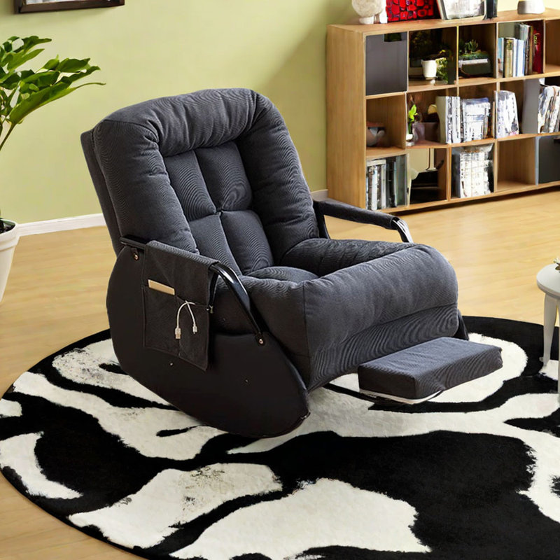 Chaise berçante ergonomique avec sac de rangement, Gris foncé