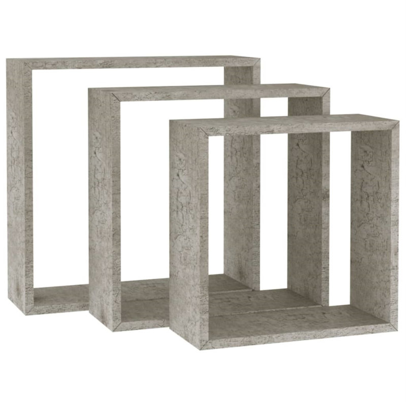Tablettes murales cubiques flottantes, H 11 po x l 11 po x P 11 po, gris