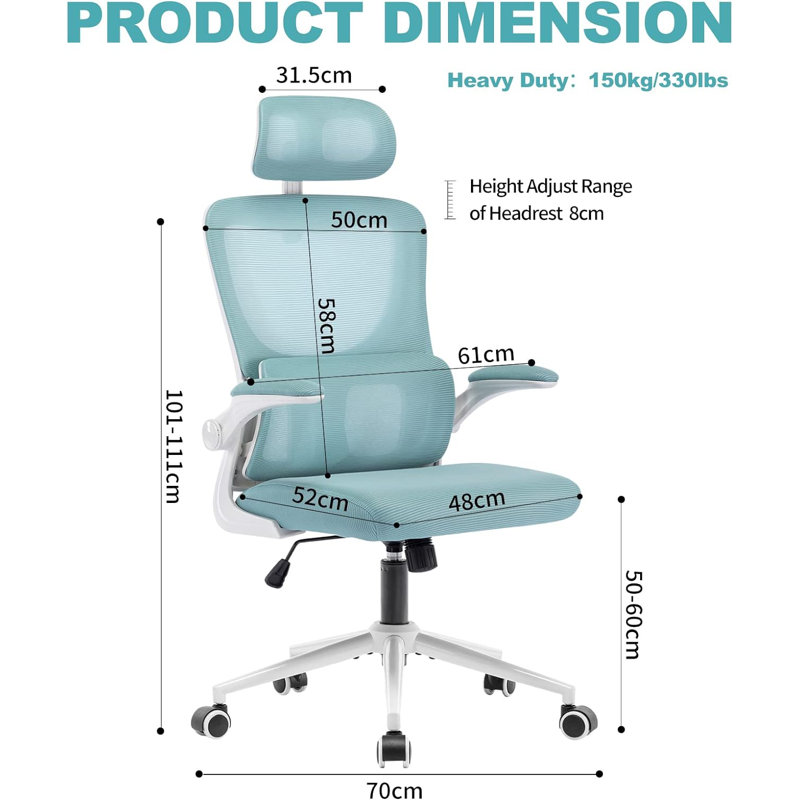 Chaise de bureau Macee, Vert, Blanc