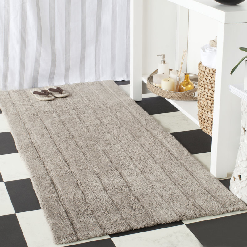 Tapis de salle de bain principale en coton moelleux touffeté à la main, Simple - 34 po L x 21 po l, Aigue-marine