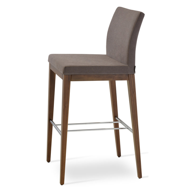 Tabouret de bar Aria, Noyer, Tissu moka