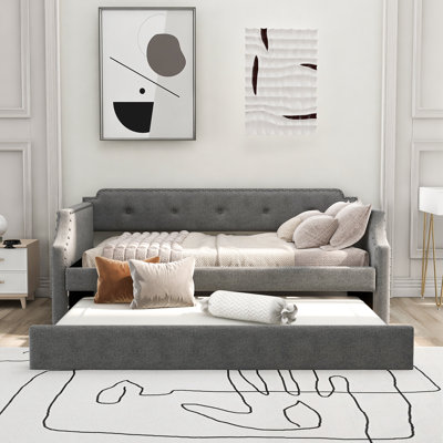 Twin Size Upholstered Daybed with Trundle