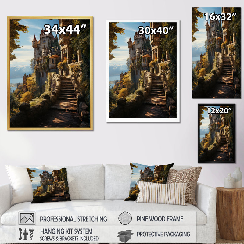 Yatta Castles Sunlit Stronghold sur toile, Cadre photo argenté, H 44 po x l 34 po x P 1,5 po
