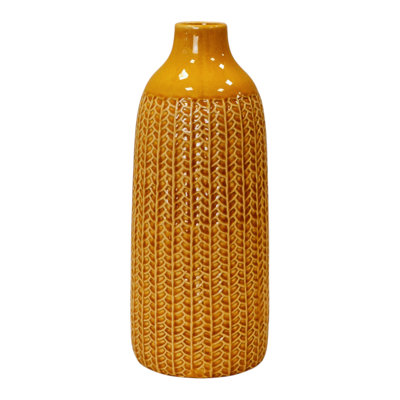 Yellow Ceramic Decorative Bottle Vase