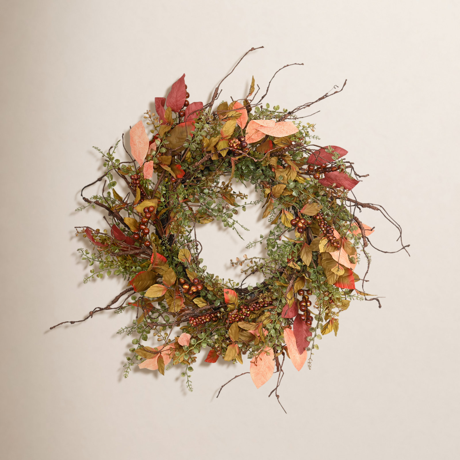 24" Handcrafted Maple, Berry Thanksgiving Wreath