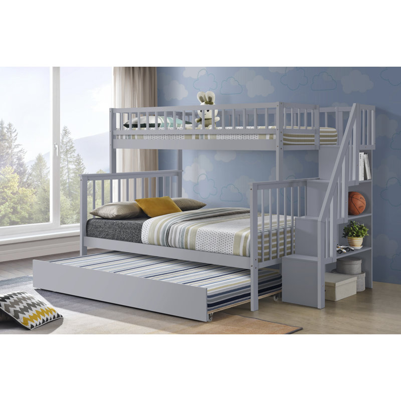Lit superposé simple au-dessus de double avec lit gigogne Herschal Kids, gris