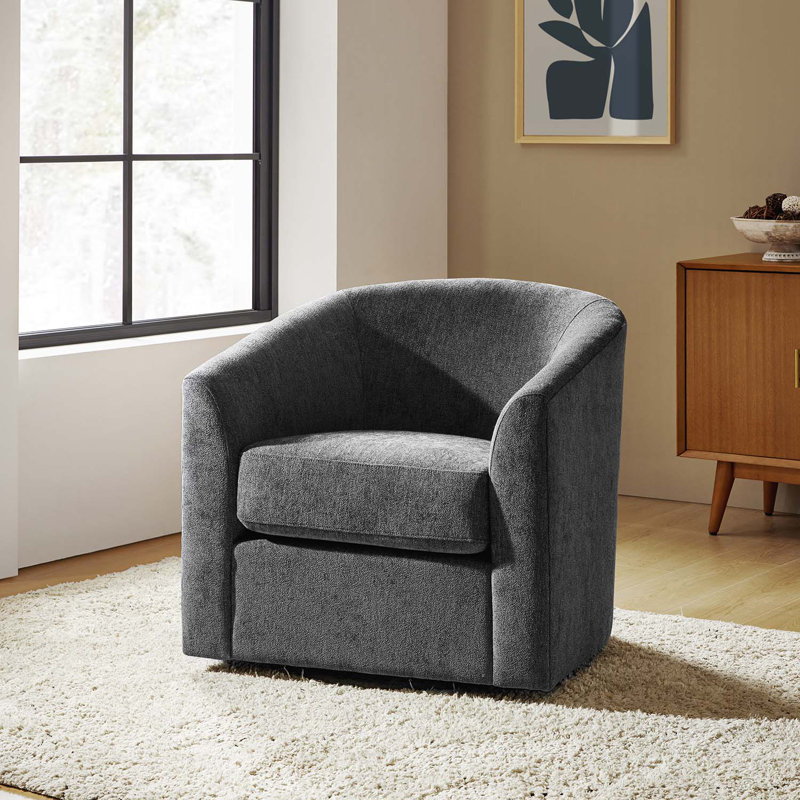 Fauteuil demi-tonneau pivotant Amiir avec ressorts ensachés intégrés, Gris chenille