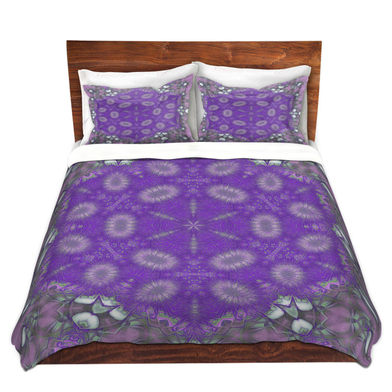Ensemble de housse de couette à l’étoile, 1 housse simple + 1 taie standard, Mauve / Gris