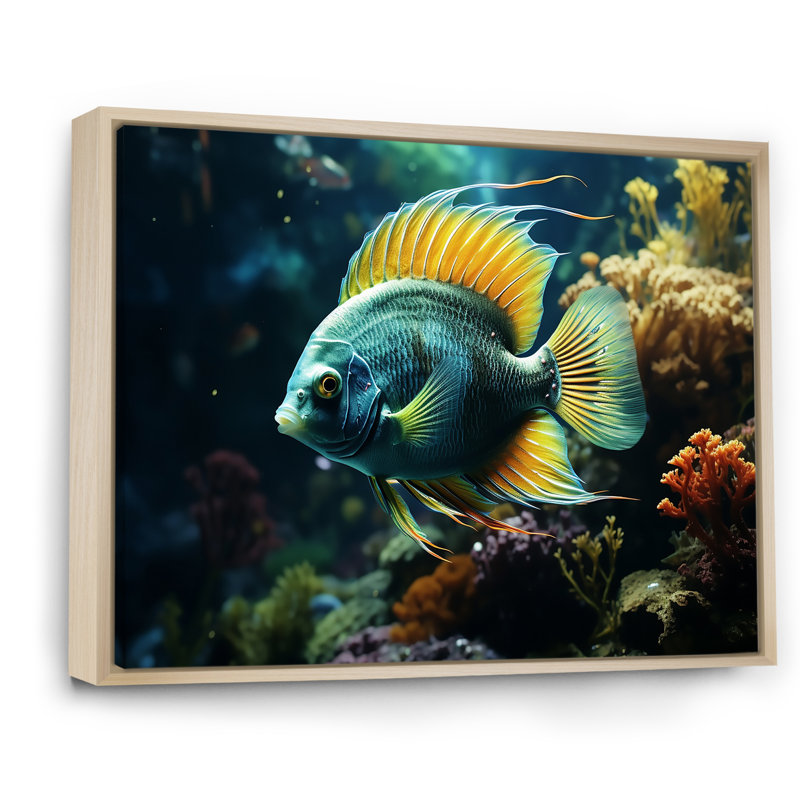 Surreal fish Underwater World I - Butterfly Fish Framed Prints, Brown Floater Framed, 34" H x 44" W x 1.5" D