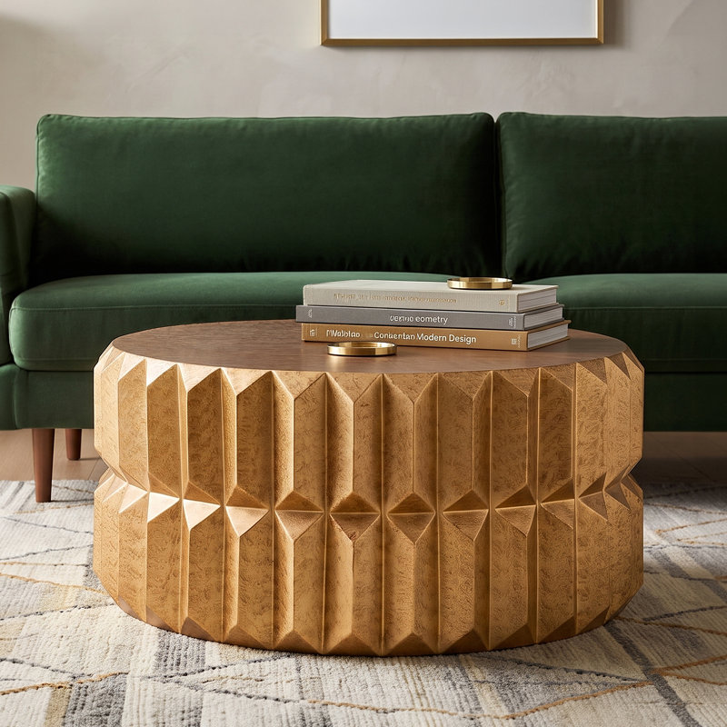 Table basse Edge au fini brossé naturel, Doré