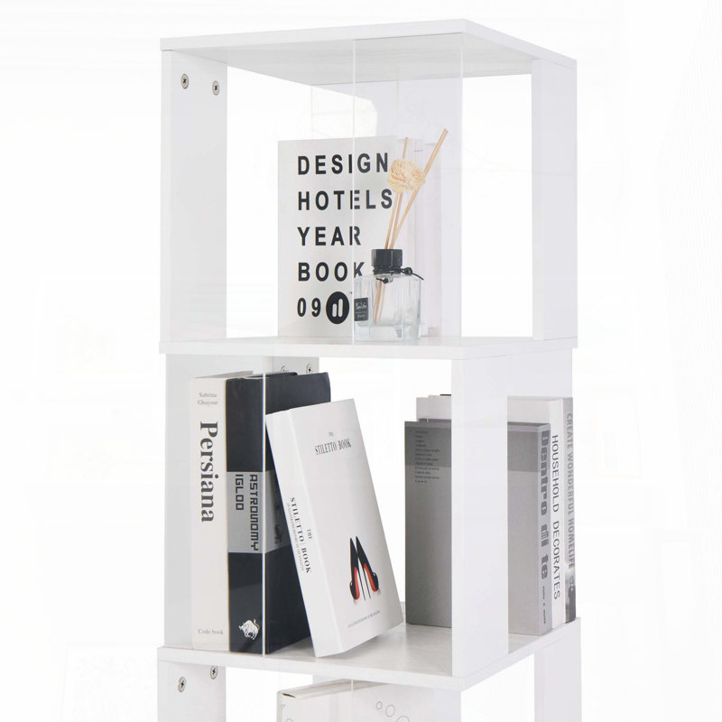 Bibliothèque pivotante à 6 niveaux sur 360 ° avec panneaux en acrylique