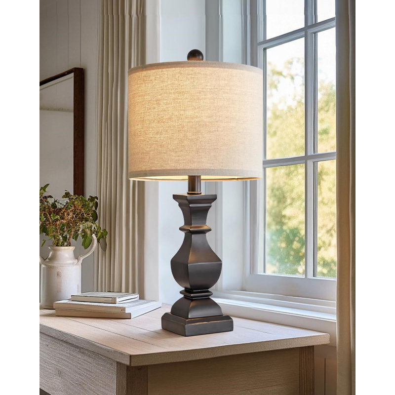 Lampe de table en résine Alveera, Noir antique