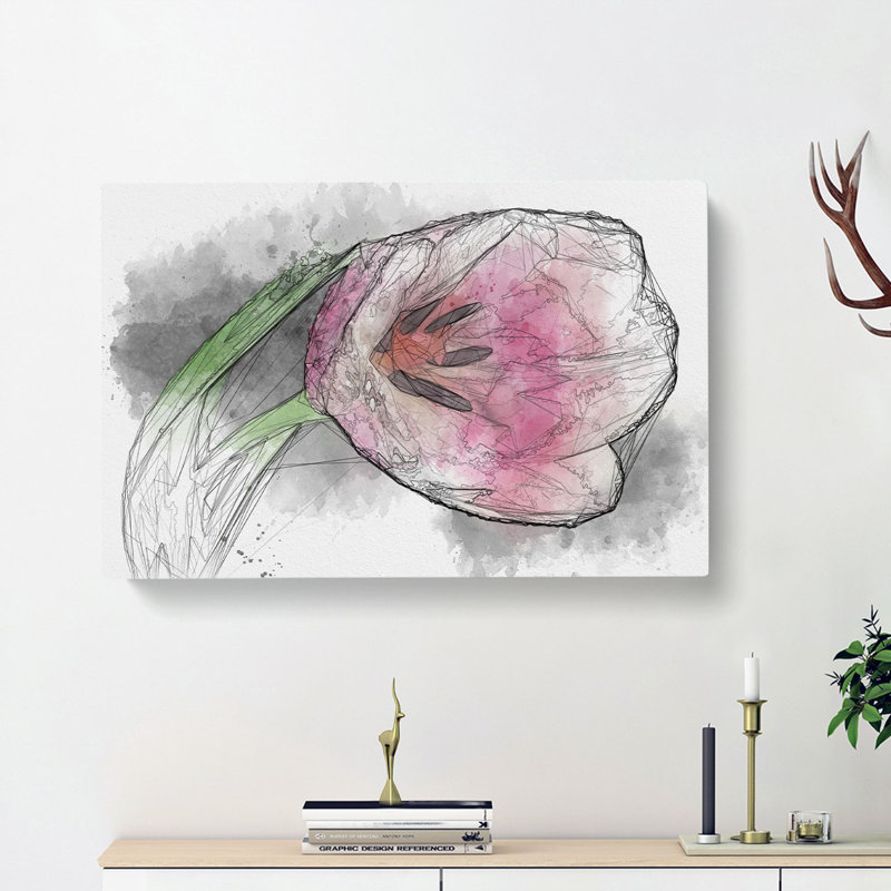 Pink Tulip - Wrapped Canvas, 40cm H x 60cm W x 3cm D