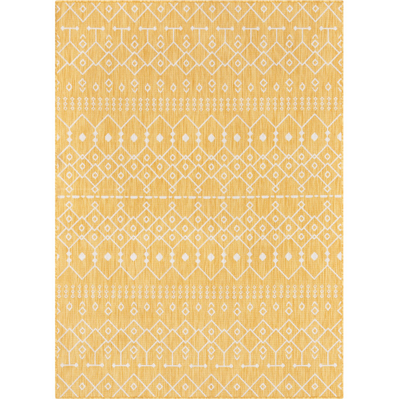 Tapis intérieur / extérieur jaune Marshanna, Rectangle 5 pi 3 po x 7 pi 3 po
