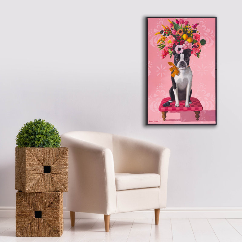 «Epic Graffiti» «Boston On Pink» par Heather Gauthier, art mural sur toile, 26 po x 40 po