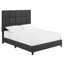 Grand lit plateforme tapissier moderne avec garniture en tissu et en mousse, gris foncé