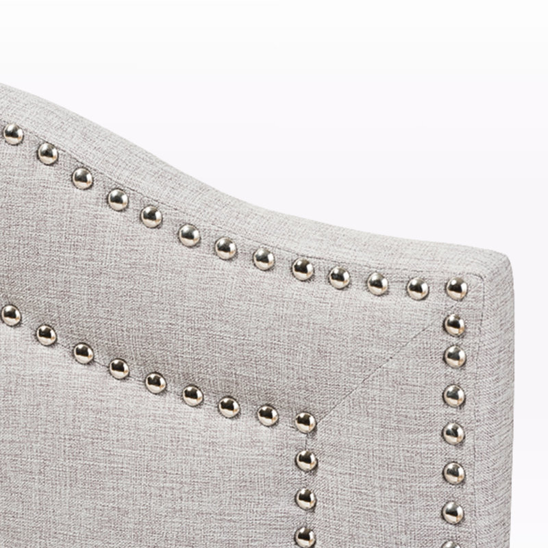Avinsh Full Size Grayish Beige Upholstered Nail Head Trim Headboard, 55.25" H X 55.9" W X 2.50" D, Full, Grayish Beige