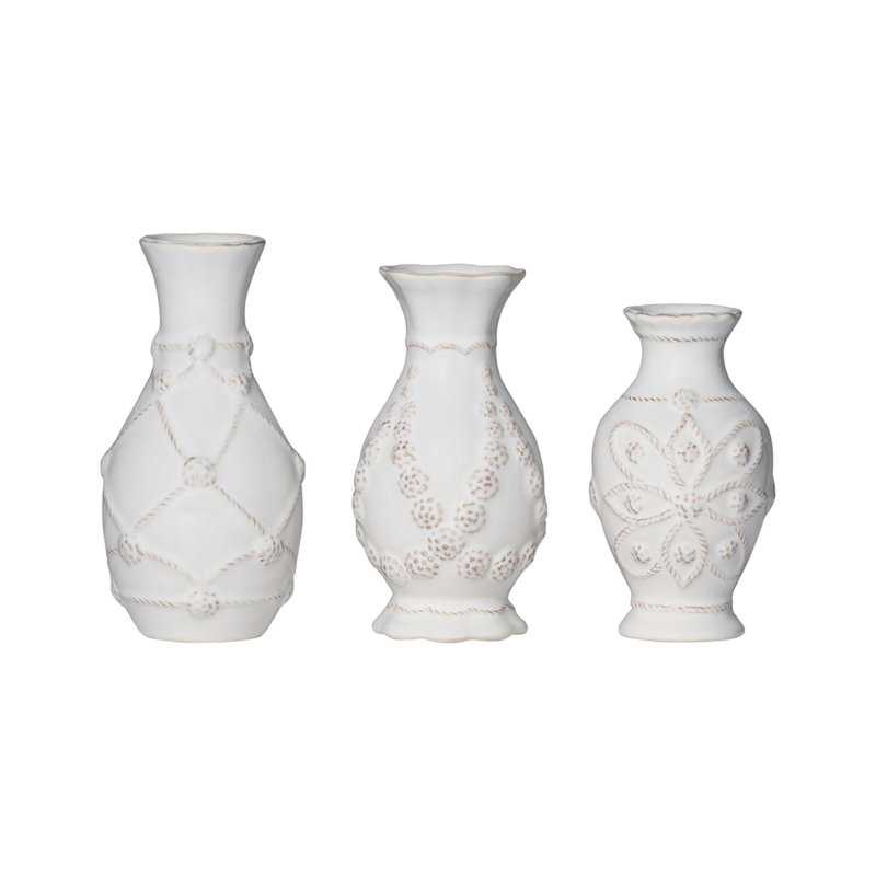 Jardins du Monde Mini 3 Piece Whitewash Table Vase Set