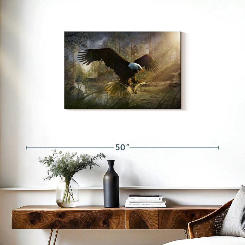 Brampt Bald Eagle Catching Fish, 20" H x 30" W