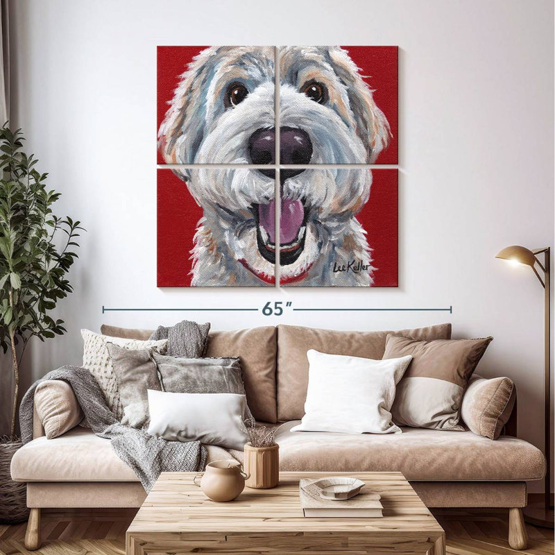 Doodle Brampt expressif doré, H 45 po x l 45 po